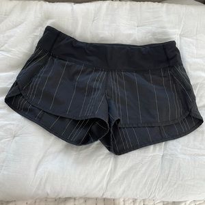 Lululemon Speed Shorts | Black and Thin White Stripe | Size 8